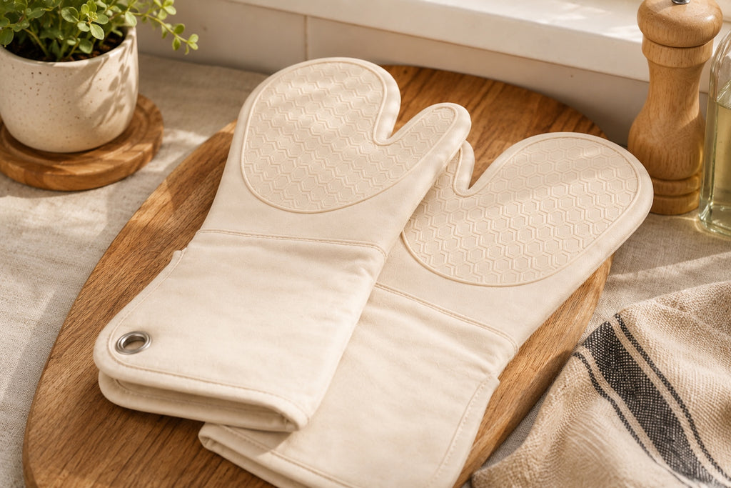 Simmer Down Cookware Oven Mitts, 14 inch, 2-Pack, Cotton & Silicone