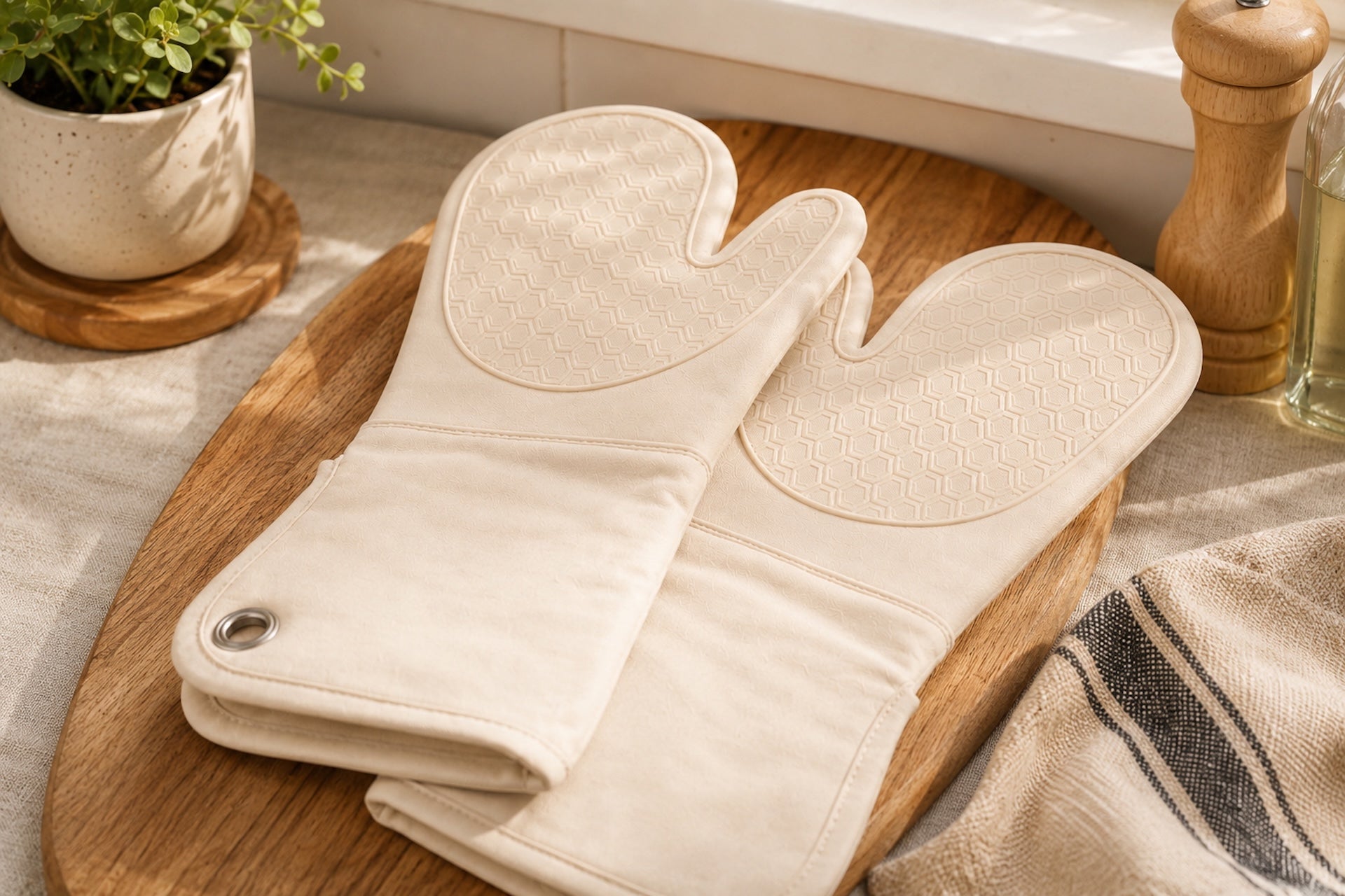 Simmer Down Cookware Oven Mitts, 14 inch, 2-Pack, Cotton & Silicone