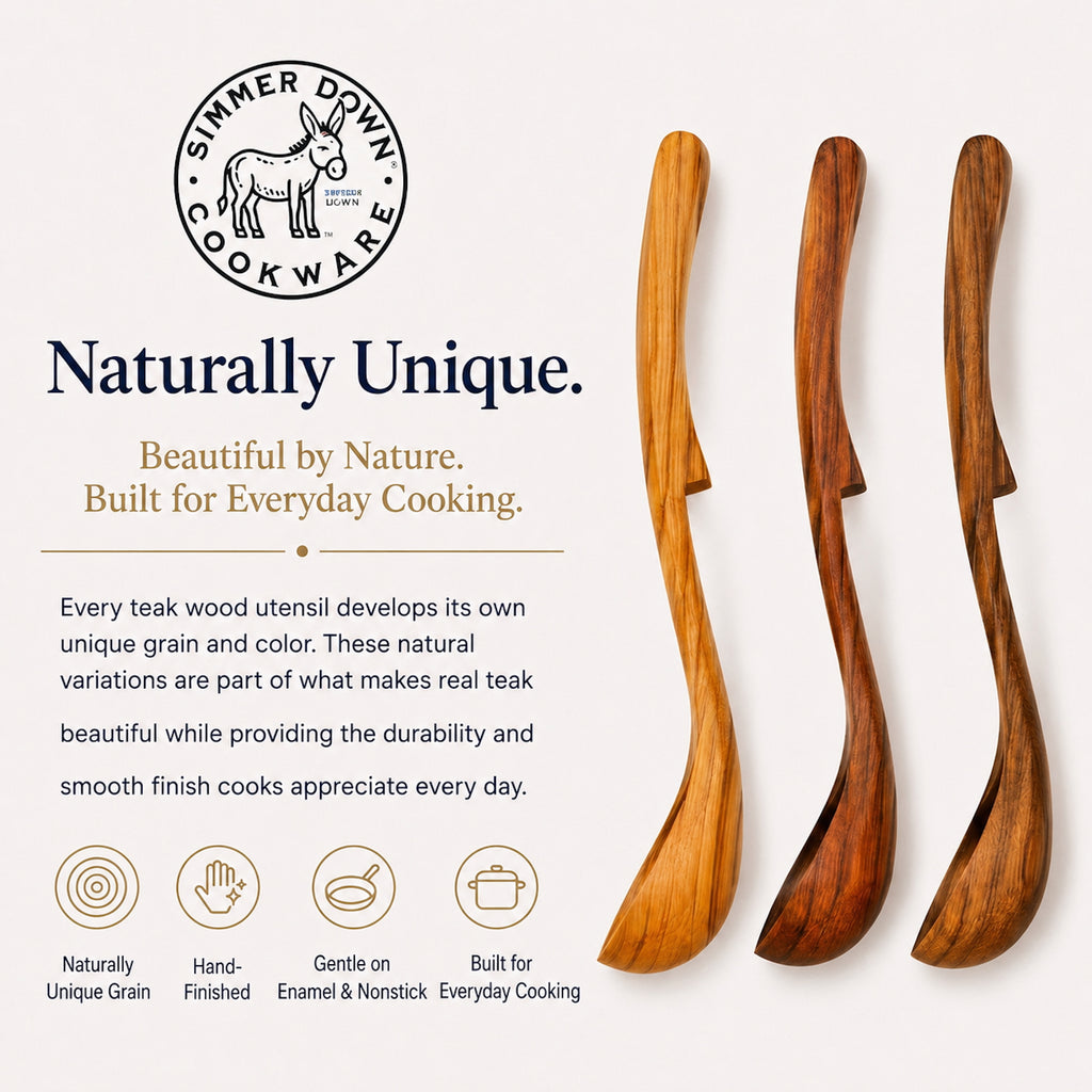 Simmer Down Cookware Teak Wood Kitchen Utensil Set, 9-Piece