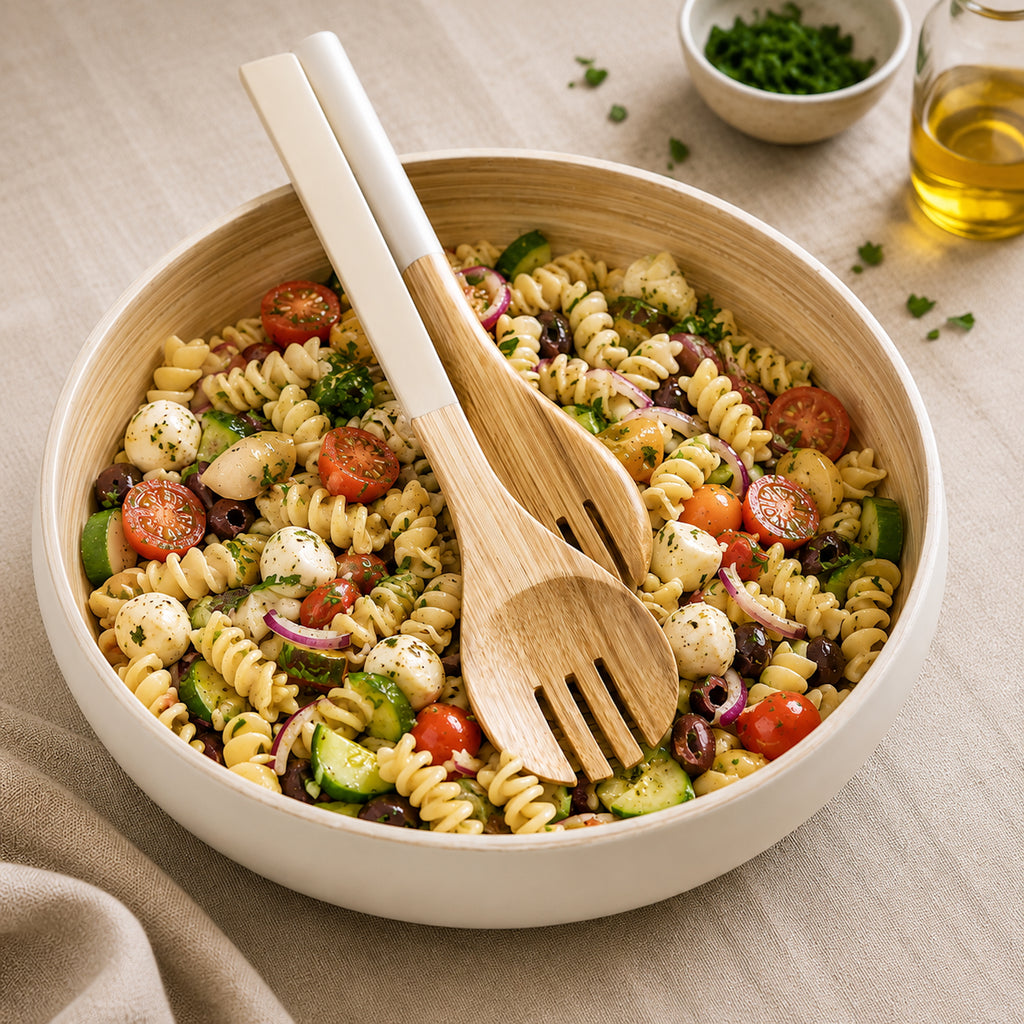 Simmer Down Cookware Salad Serving Bowl with Tongs, 11.8 inch
