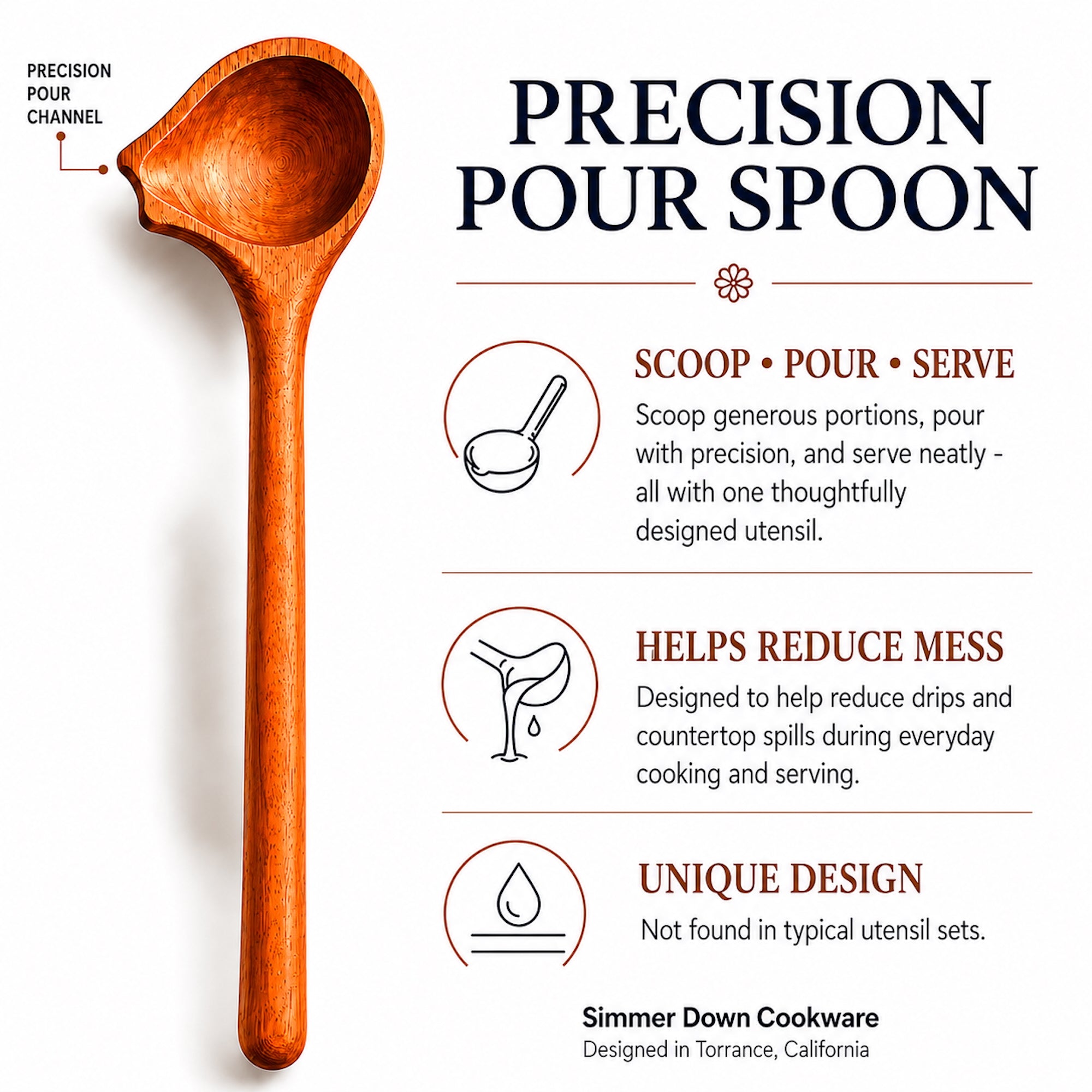 Simmer Down Cookware Teak Wood Kitchen Utensil Set, 9-Piece
