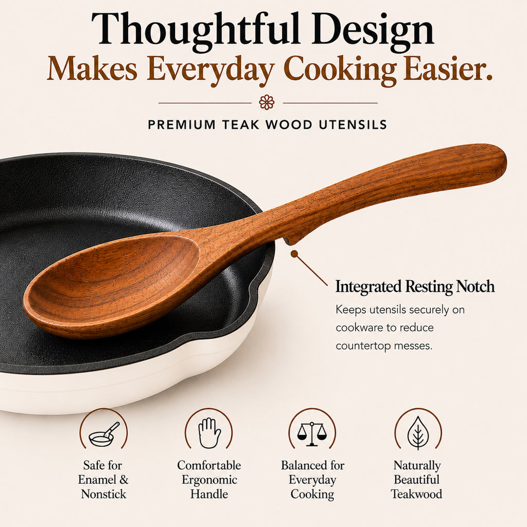Simmer Down Cookware Teak Wood Kitchen Utensil Set, 9-Piece