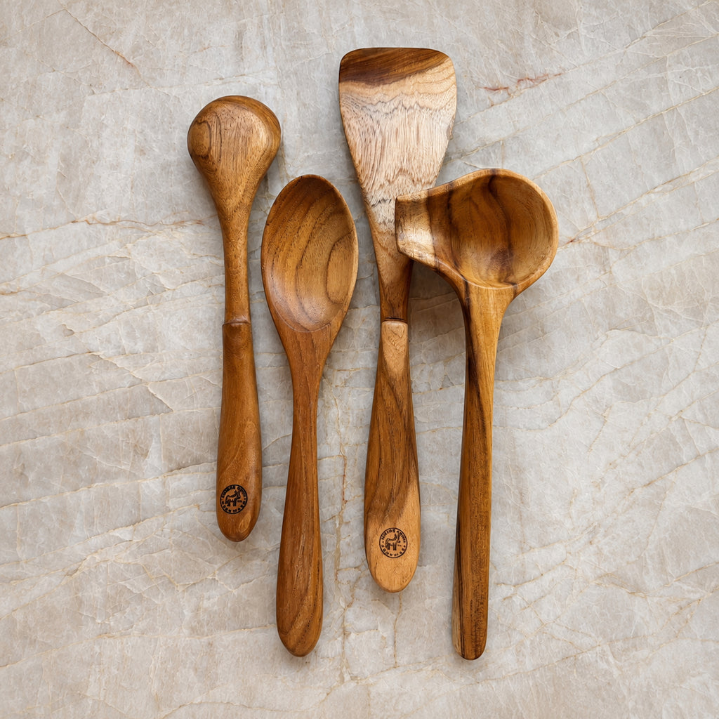 Simmer Down Cookware Teak Wood Kitchen Utensil Set, 9-Piece