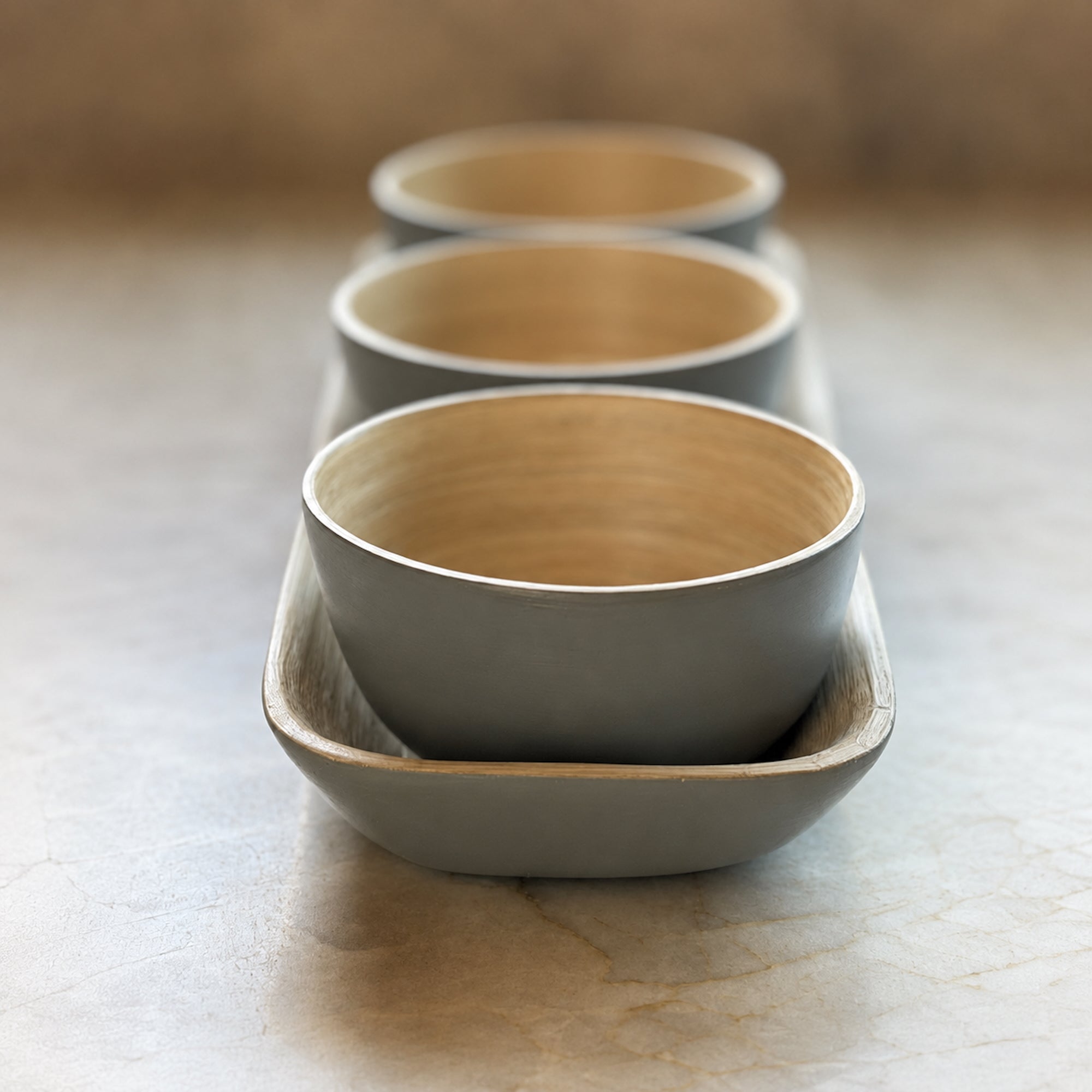 Simmer Down Cookware Spun Bamboo Set with Tray, 4-Piece