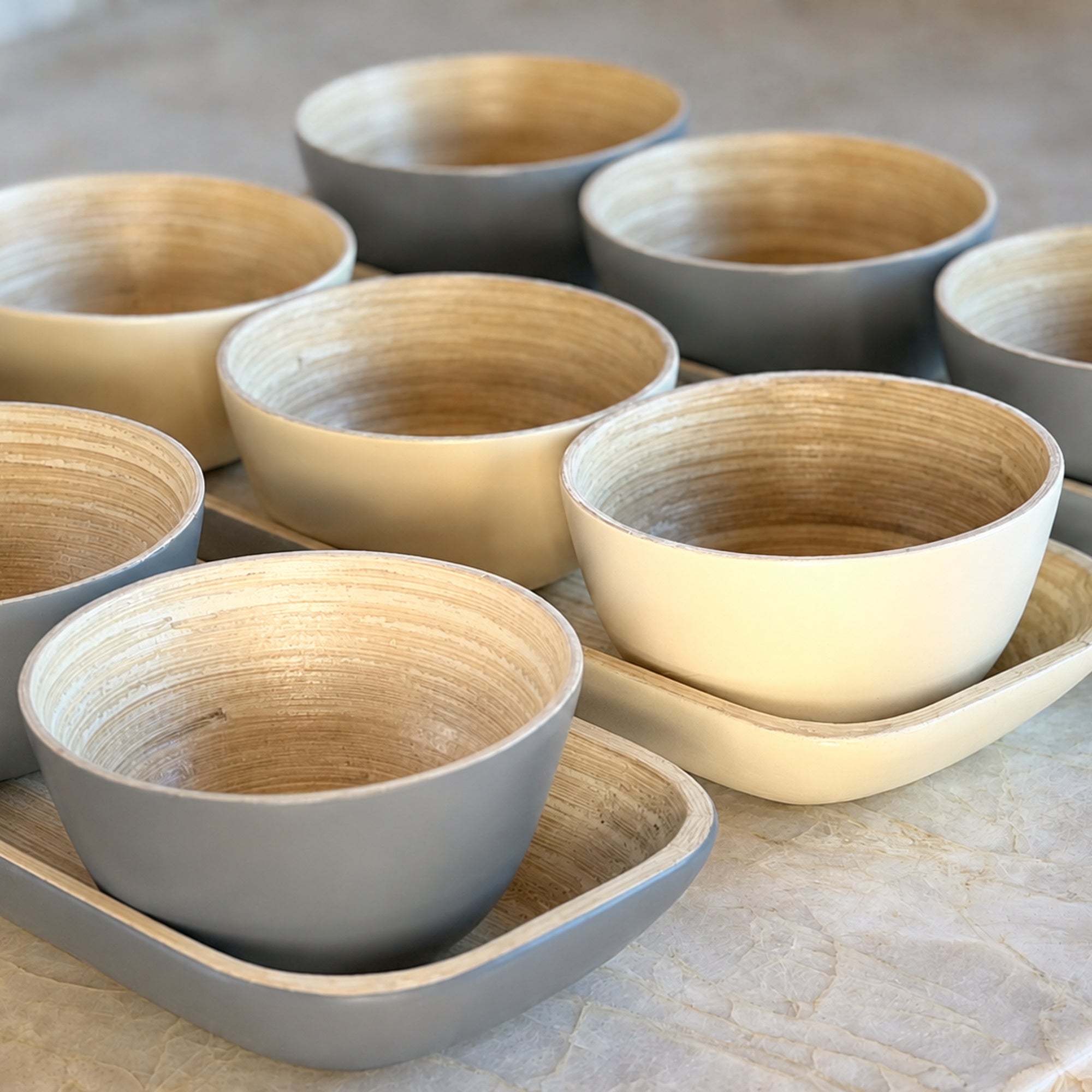 Simmer Down Cookware Spun Bamboo Set with Tray, 4-Piece